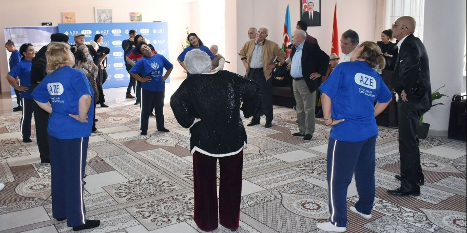 The “Gymnastics for All” event takes place at the Social Welfare Institution for the elderly