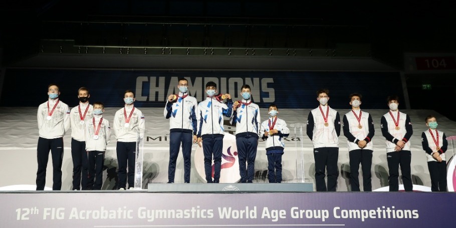 The winners in the 12-18 age group are announced at the 12th World Age Group Competitions 
