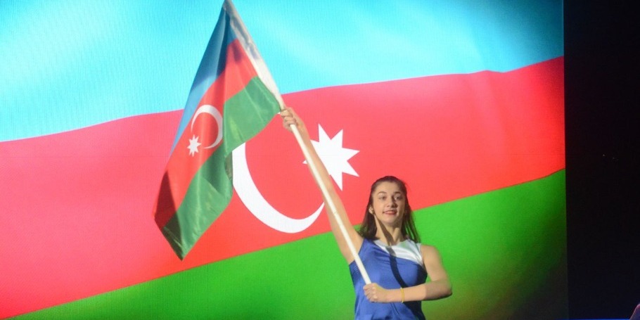 A grand opening ceremony held for the Trampoline Gymnastics World Championships in Baku