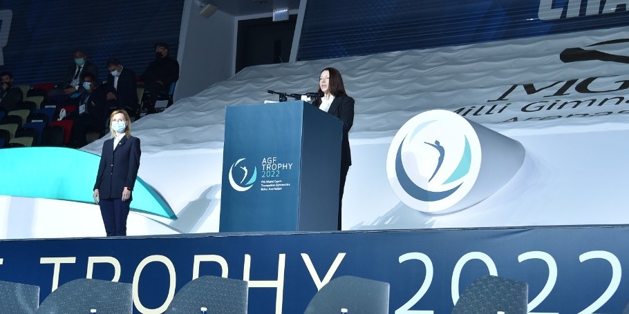 The Opening Ceremony of the FIG Trampoline Gymnastics World Cup takes place
