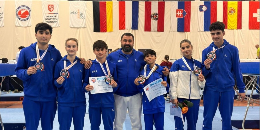 Gimnastlarımız beynǝlxalq turnirdǝ üç qızıl vǝ bir gümüş medal qazanıblar