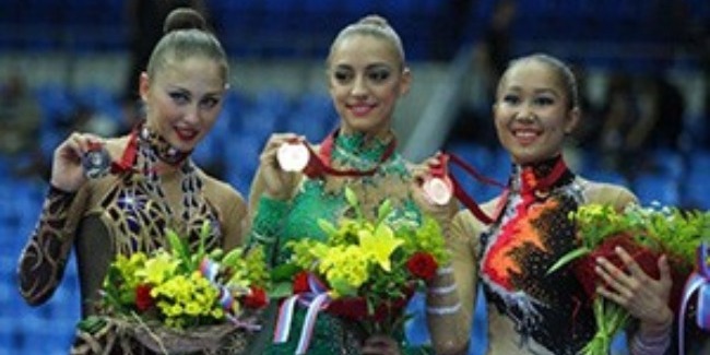 AN AZERBAIJANI GYMNAST ALIYA GARAYEVA BECOMES THE BRONZE MEDALIST OF THE WORLD CHAMPIONSHIPS IN MOSCOW