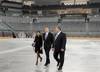 PRESIDENT OF AZERBAIJAN ILHAM ALIYEV VISITS THE NATIONAL GYMNASTICS ARENA IN BAKU TO SEE THE CONSTRUCION WORKS PROGRESS 