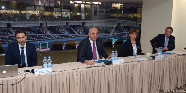 Bakıda idman gimnastikası üzrə Dünya Kubokuna təşrif buyurmuş nümayəndə heyətlərinin rəhbərləri və üzvlərinin görüşü keçirilib (FOTO)