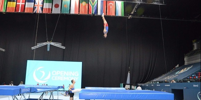 Milli Gimnastika Arenasında batut gimnastikası və tamblinq üzrə Dünya Kuboku iştirakçılarının sınaq məşqi keçirilib (fotoreportaj)