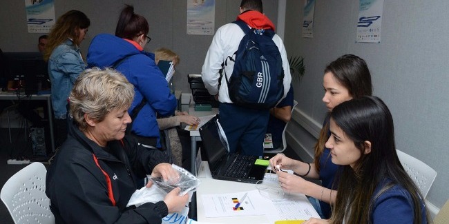 Gymnastics teams getting accredited for Baku World Cup (PHOTO)