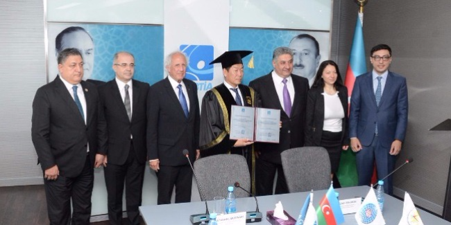 FIG president becomes honorary doctor of Azerbaijan Academy of Physical training and Sport