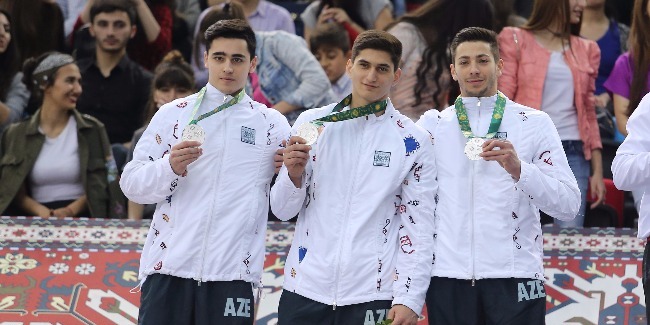 Мужские спортивные гимнасты завоевали серебряную медаль