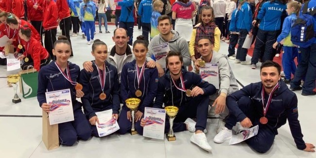 The members of the Azerbaijani Aerobic Gymnastics National Team win 2 medals